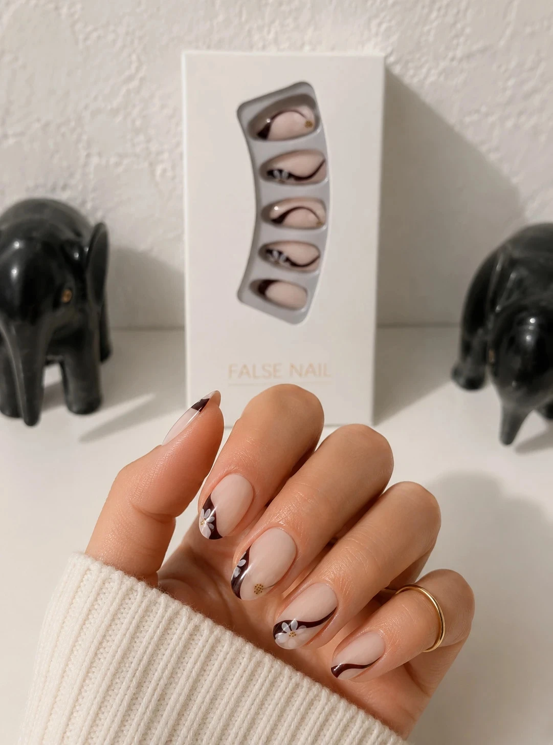 Kit faux ongles manucure diy - motifs fleurs & courbes élégantes – photo 5